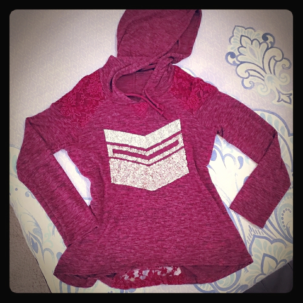 Maroon and Black Hoodie Sweater